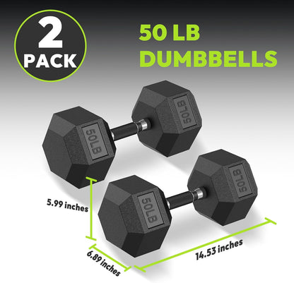 Hex Dumbbell Set 2.5-400 lb, Rubber Encased Exercise & Fitness Dumbbells, Weights Dumbbells Set of 2, Hand Weight for Strength Training
