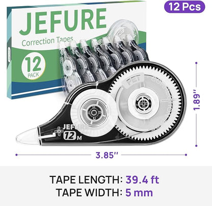 12 Pcs Correction Tape, 39.37 Ft White, 0.2 in Width