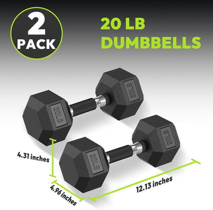 Hex Dumbbell Set 2.5-400 lb, Rubber Encased Exercise & Fitness Dumbbells, Weights Dumbbells Set of 2, Hand Weight for Strength Training