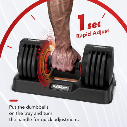 25/55 lbs Pair Adjustable Dumbbells Set, Dumbbells with Anti-Slip Metal Handle for Exercise & Fitness Fast Adjust Weight for Full Body Workout Fitness