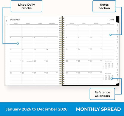 Blue Sky 2026 Weekly & Monthly Planner Calendar, 8.5"x11", Baccara Dark