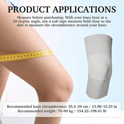 3 Pair Bamboo Knee Sleeve for Women & Men, Knee Brace Compression Support for Running Hiking and Daily Wear, Large Gray for (70-90KG)