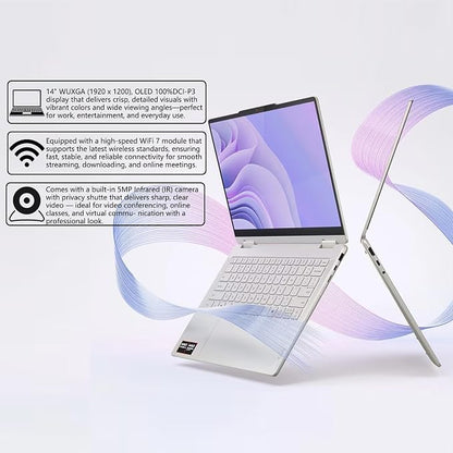Lenovo Yoga 7 2-in-1 AI PC Laptop | 14" WUXGA OLED Touch (100% DCI-P3) | AMD Ryzen AI 5 340 (Up to 50 Tops) | 16GB DDR5 1TB SSD | for Creator Business Professional Win11Pro w/DLCA Accessory