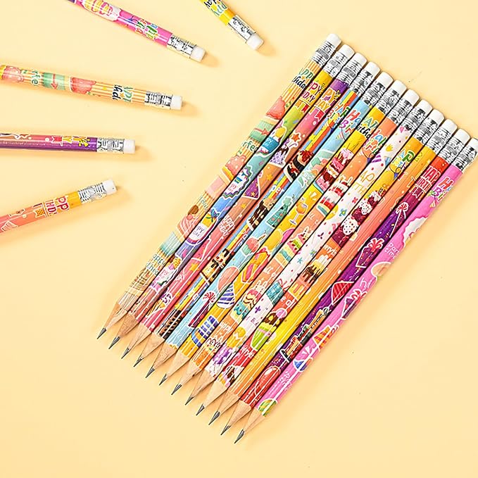192pcs Birthday Pencils with Eraser Wood Pencils Bulk for Birthday Gift Office Supply (birthday, 192)