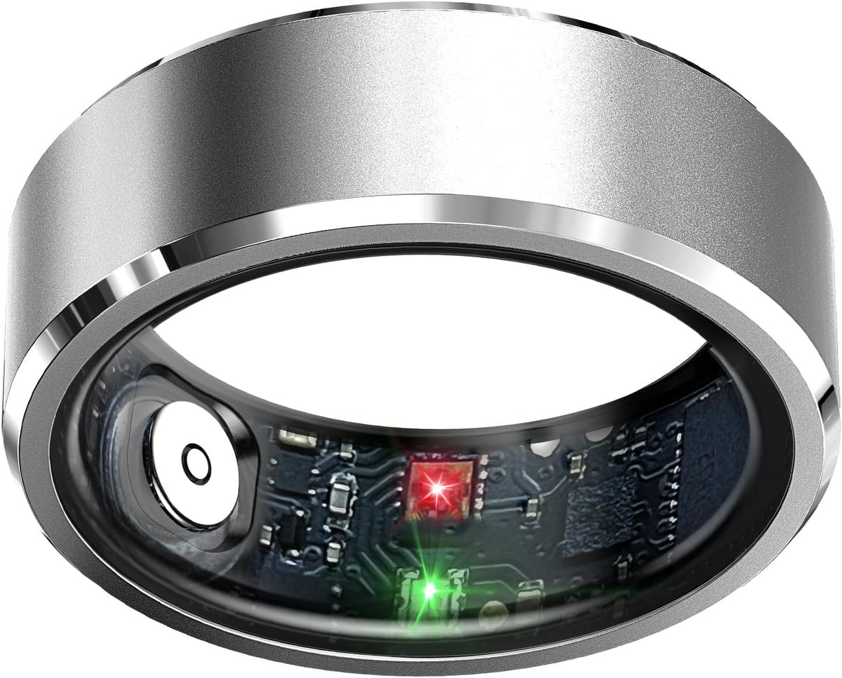 Smart Ring Health Tracker, Sleep Tracker Ring with Heart Rate, Waterproof Fitness Ring for Activity Monitoring/Steps/Distance/Calories,Air Gestures,Up to 7-Day Battery,for iOS Android(Light Silver#10)