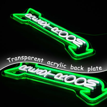 Restroom Neon Sign for Wall Decor Toilet Neon Light Arrow Led Neon Lights White Green Led Neon Signs for Hotel Bar Hospital Mall Store Office Decoration(16.9”*6.3”)