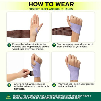 Adjustable Wrist Brace for Pain Relief, Carpal Tunnel & Tendonitis Support – Ergonomic Compression, Breathable & Anti-Slip Design, Fits Left & Right Hand, Ideal for Sports, Gaming & Office Use Purple
