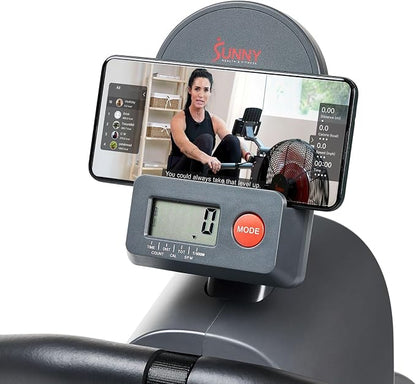Sunny Health & Fitness Smart Magnetic Rowing Machine with Extra Long Rail