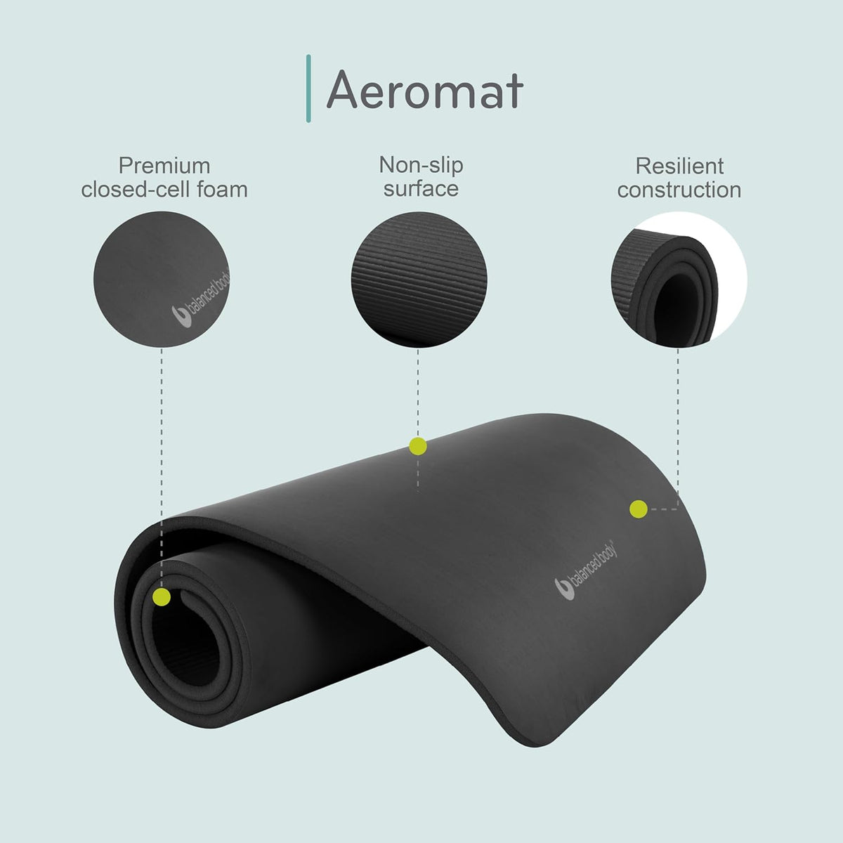 Balanced Body Aeromat Pilates and Yoga Mat for Floor Exercise, Extra-Thick Floor Workout Mat for Pilates or Yoga Exercises and Workouts, Studio or Home Gym Mat