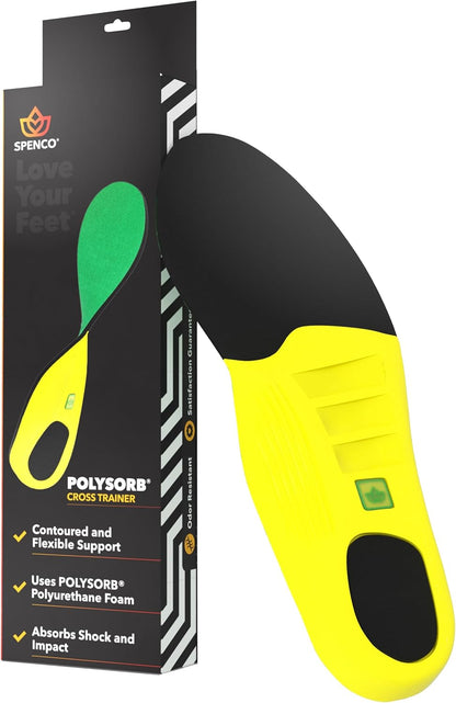 Spenco Polysorb Cross Trainer Athletic Cushioning Arch Support Shoe Insoles, Women's 7-8.5/Men's 6-7.5, 2 Count (Pack of 1)