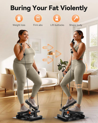 Niceday Steppers for Exercise, Mini Stair Stepper with Resistance Bands at Home Workout Equipment with 300LBS Loading Capacity, Hydraulic Fitness Stepper with LCD Monitor