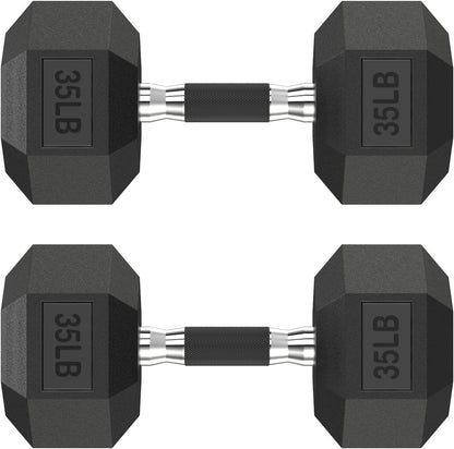 Hex Dumbbell Set 2.5-400 lb, Rubber Encased Exercise & Fitness Dumbbells, Weights Dumbbells Set of 2, Hand Weight for Strength Training