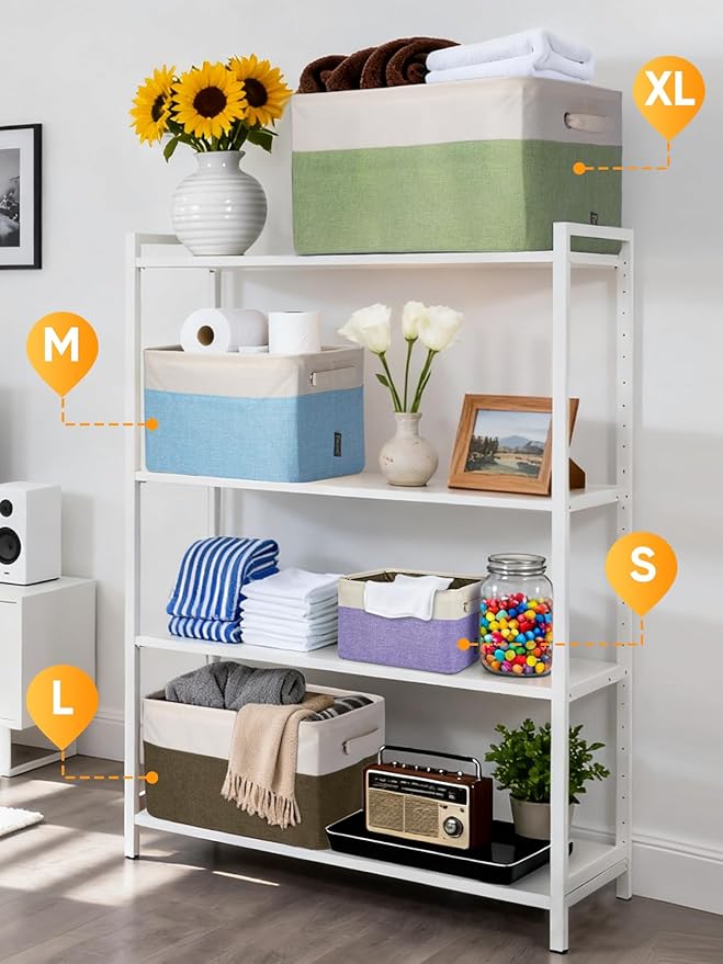 BALEINE 1 Pack Fabric Closet Storage Bins for Shelves, Linen Closet Organizers and Storage, Decorative Baskets for Organizing, Shelf, Clothes, Home, Office (Brown, 15''x11''x9.5'')