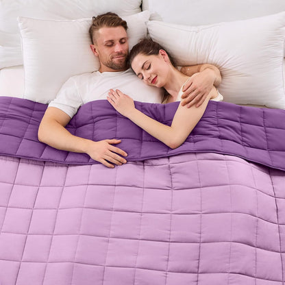 King Size Weighted Blanket for Adults (20 lbs, 80” x 87”, Purple) Cooling Heavy Blanket for Sleeping Perfect for 190-210 lbs, Breathable Blanket for Adults & Couple All Season, Machine Washable