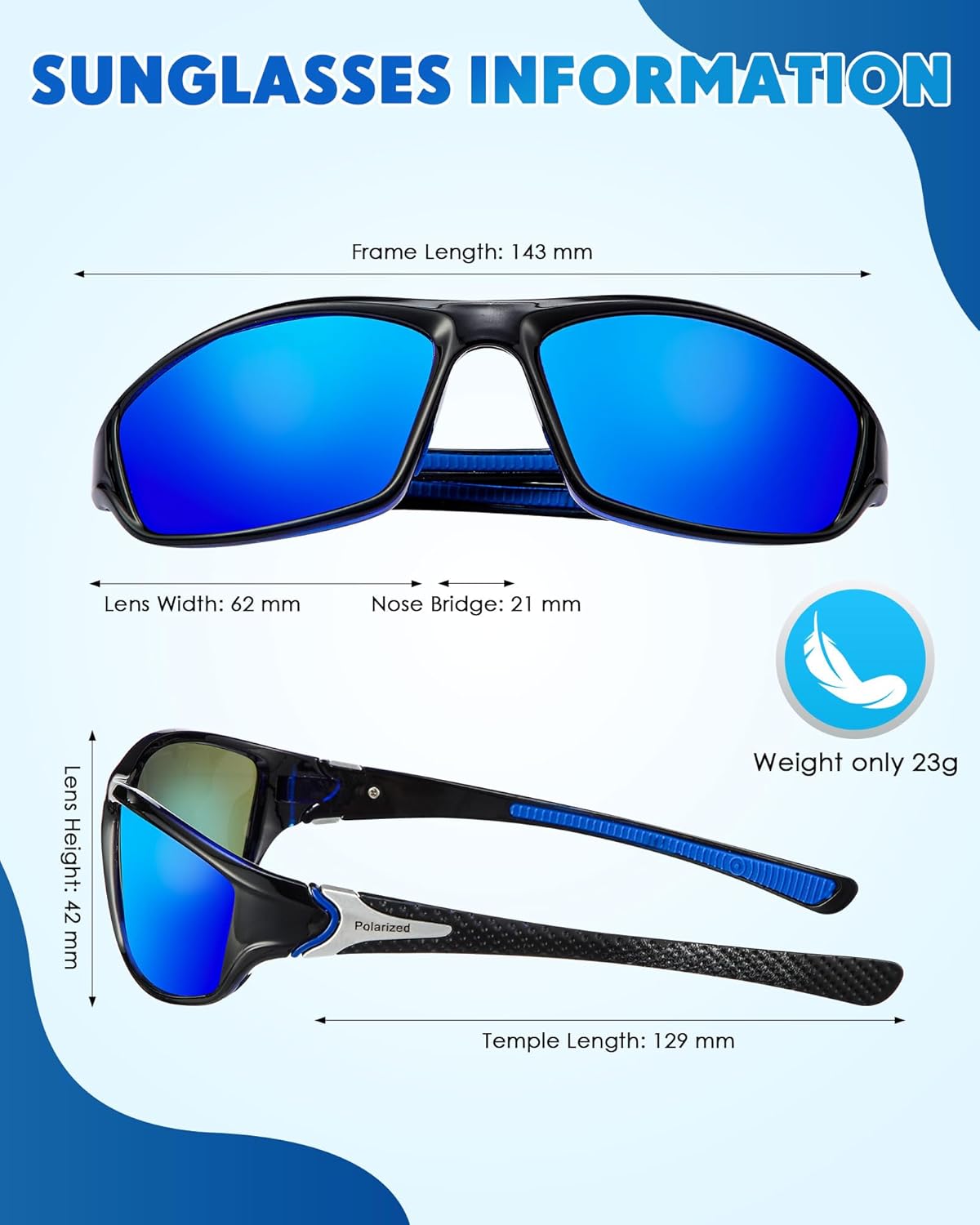 Frienda 6 Pack Polarized Sport Sunglasses for Men Multipack Fit over Glasses Pack Lot Set Men's Sport Fishing Eyeglasses
