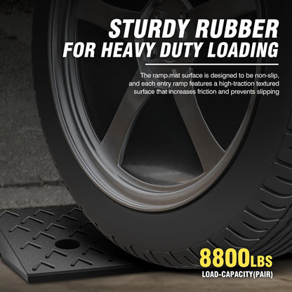 DNA MOTORING 2pcs 2.2" Rise Rubber Arrow Curb Ramp Heavy Duty Loading Driveway Ramps Threshold Ramp 37.2in L x 9.1in W x 2.2in H for Loading Dock, Warehouse, Wheelchair, Motorcycles, Cars, TOOLS-00648