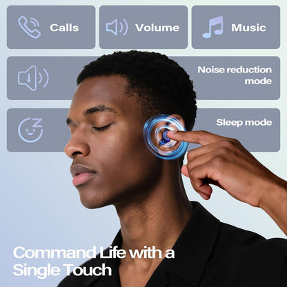 Sleep Earbuds, Mini ANC Wireless Earbuds Bluetooth 5.4 Headphones Deep Bass Stereo, 48H Playtime Ear Buds, 4 ENC Noise Cancelling Mic, In Ear IP7 Waterproof Earphones for Side Sleepers,Touch Control