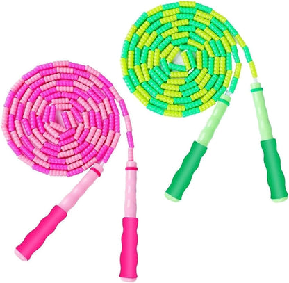GRAWUN Jump Rope For Kids, Soft Beaded Jump Rope, Adjustable Length Tangle-Free Segmented Soft Beaded Skipping Rope，for Women, Men and Kids Keeping Fit, Workout and Weight Loss