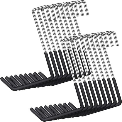 18 Pack Heavy Duty Rafter Hooks for Hanging Vinyl Coated Large S Hooks for Hanging Ladder Bike Hangers Garage Storage Organizer Black