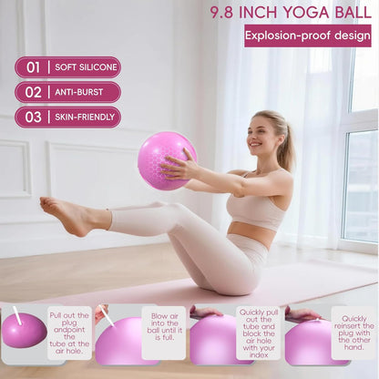 KABCON Pilates Equipment Essentials Set for Women at Home with Complete User Guide,13” Pilates Ring,9.8” Exercise Ball,Elastic Bands,Yoga Socks,Yoga Strap,13-Pcs Starter Workout Set