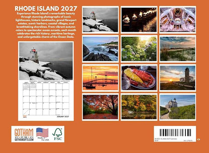 Rhode Island Calendar 2027 Monthly Wall Calender 12 Month
