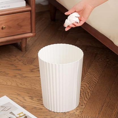 JiatuA Small Trash Can Plastic Wastebasket Round Garbage Container Bin for Bathroom, Kitchen, Bedroom, Home Office, College Dorm, White