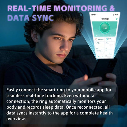 Smart Ring for Men Women – Fitness Tracker Ring with Heart Rate, SpO2, Blood Pressure, Sleep Monitoring, Step & Calorie Counter, No Subscription Fee, iOS & Android Compatible (Black, 14)