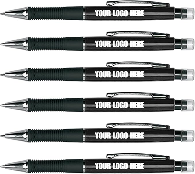 Custom Mechanical Pencil. Promotional Personalized Imprinted Mechanical Pencil. Custom Printed Name/Business/Event Information (Black, 300 Count, Pack of 1)