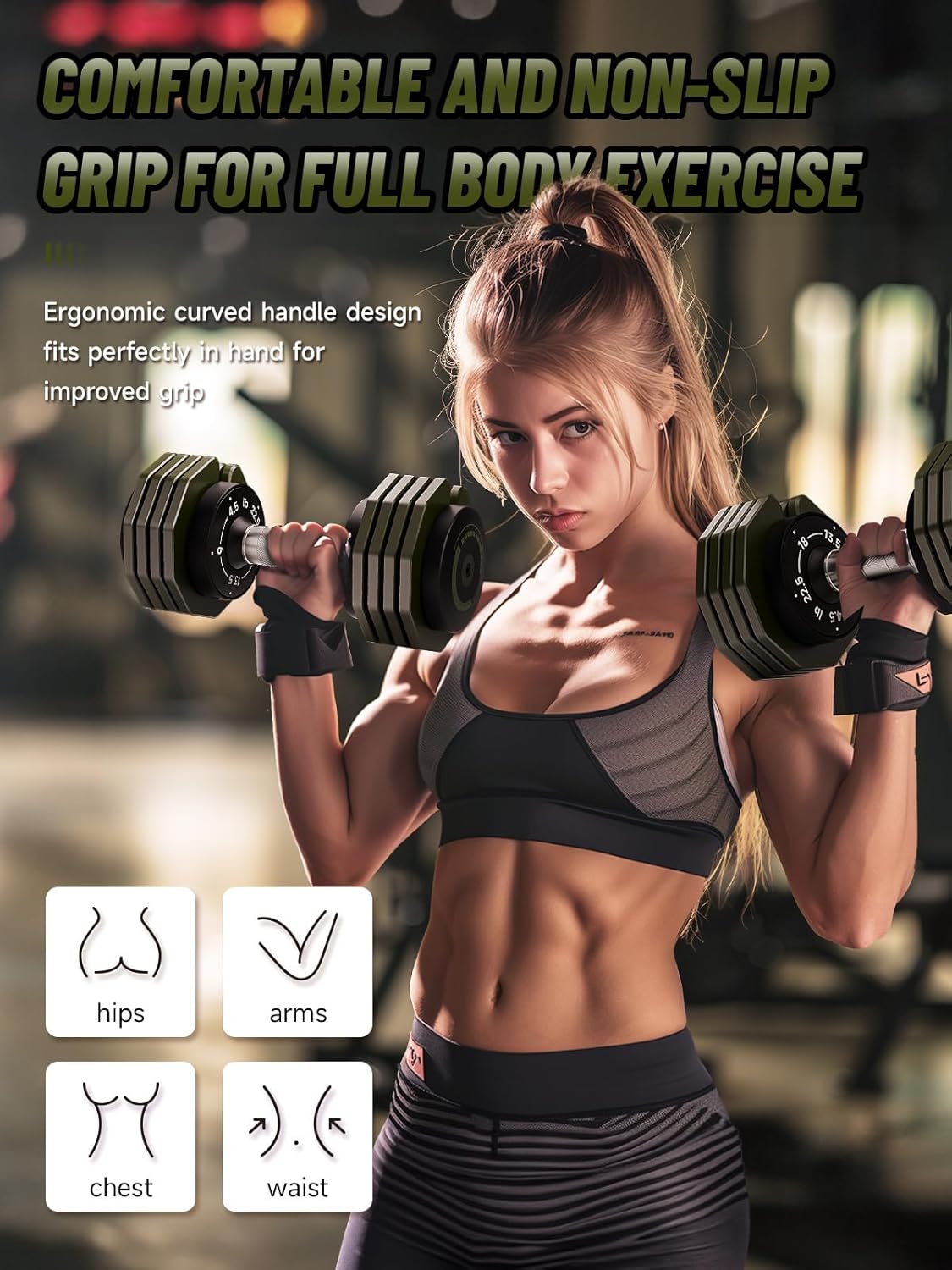 Adjustable Dumbbells Set 22.5LB Pair, 5 Weights Option Dumbbells Set with Comfort Non-slip Metal Handle, Compact Weight Set For Home Gym Suit both Men and Women