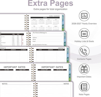 Planner 2026-2027, Academic Weekly and Monthly Calendar Planner, July 2026 - June 2027, Hardcover Spiral Agenda Book, School Supplies for Teacher Student - Letter Size(8.5" x 11")