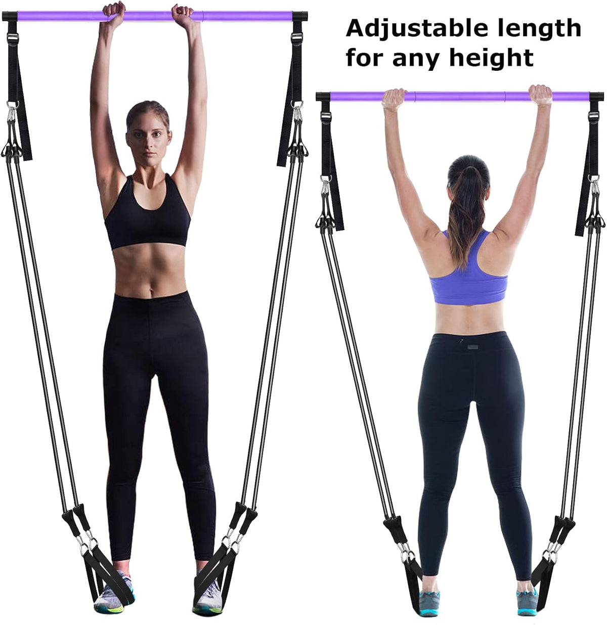 Pilates Bar Kit with Resistance Bands,Pilates Bar with Stackable Bands Workout Equipment for Legs,Hip,Waist and Arm,Exercise Fitness Equipment for Women & Men Home Gym Yoga Pilates