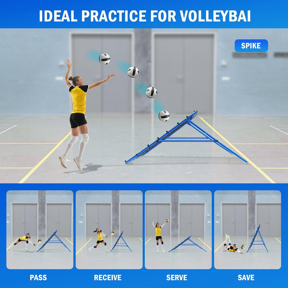 Volleyball Rebounder Net, Soccer Baseball Rebound Pitchback Net, Adjustable Target Practice Nets, Easy Setup Softball Bounce Back Trainer Equipment, Improve Sport Training Skills for Backyard