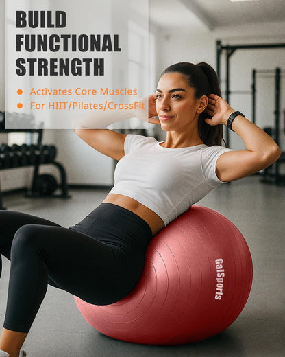 GalSports Anti-Burst Slip Resistant Stability Ball - Swiss Ball for Home Gym & Physical Therapy