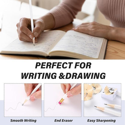 TecUnite 240 Pcs HB #2 Unsharpened Pencils with Eraser Wooden Hexagonal Graphite No 2 Pencils for Students Adults Gifts Exams School Office Sketching(Pink)