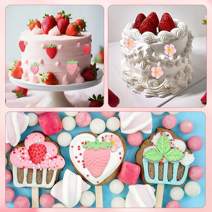 Pimoys 5 Pcs Strawberry Silicone Mold Strawberry Candle Molds Silicone Moulds for Wax Melt Cake Chocolate Mold Birthday Wedding Cake Decoration
