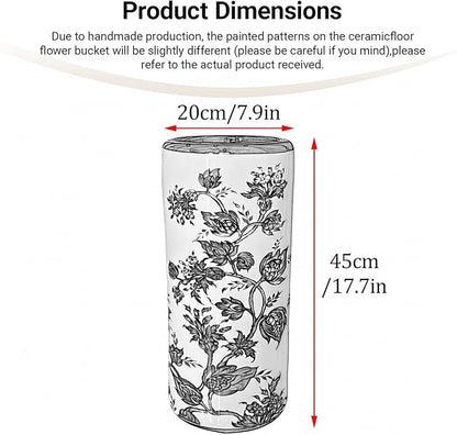 Ceramic Umbrella Stand Umbrella Holder for Entryway Hand-Made Umbrella Stand Barrels Umbrella Holder Cane Floor Standing Vase Ceramic Storage Bucket for Home Office Entrance Indoor.(Red 201)