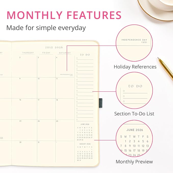 Graphique Endlessly Busy 18 Month Planner | July 2026 – Dec. 2027 | Hardbound Planner with Monthly Tabs | Holidays & Reminder Stickers 6 x 8