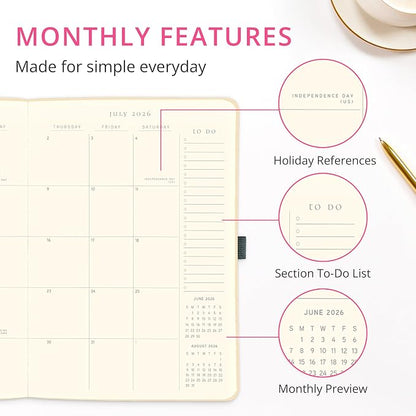 Graphique Endlessly Busy 18 Month Planner | July 2026 – Dec. 2027 | Hardbound Planner with Monthly Tabs | Holidays & Reminder Stickers 6 x 8