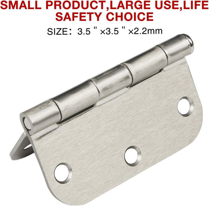 42 Pack Rounded Door Hinges Brushed Nickel 3.5 Inch Interior 5/8" 3-1/2" Flat Iron Hinge Hardware House Bifold Table Farmhouse Bedroom Office Living Room Decor 3 ½" Heavy Metal Accessories for Doors