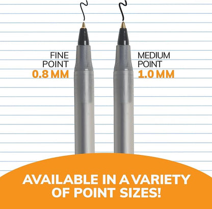 BIC Round Stic Ball Pen, Fine Point, 0.8mm, Black, 12 Pens (GSF11-Blk)
