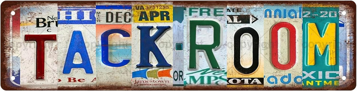 TACK ROOM Vintage Metal Tin Sign, Street Sign, Home Decor, Room Decor, Wall Decor, Bathroom Decor, Bar Decor, Cafe Decor, Garage Decor, 16 x 4 Inch