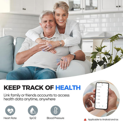 Smart Ring with Sleep Monitoring, No APP Subscription, 10-Day Battery Life, Stress/Heart Rate/Women's Health Tracker, Android & iOS Compatible (Black, 9)