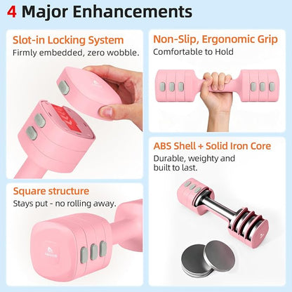 Abahub 2 in 1 Kettlebell & Dumbbell Set, Adjustable Dumbbell for Home Gym | Dumbbell with Kettlebell Converter Set of 2, Full Body Workout Kettlebell for Women