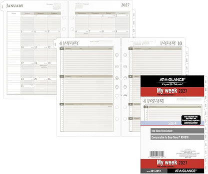 AT-A-GLANCE 2027 Planner Refill, Weekly & Monthly, 5.5" x 8.5", Desk Size 4, Tabbed, 7-Ring Loose-Leaf (481-285Y-27)