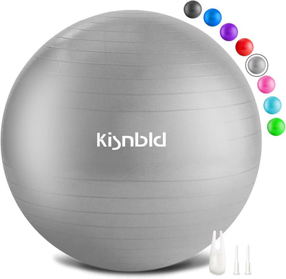 Exercise Ball, Extra Thick Yoga Ball for Workout Pregnancy Stability, 4 Sizes Anti-Burst Balance Ball with Foot Pump - Heavy Duty Fitness Ball Chair for Office, Home & Gym