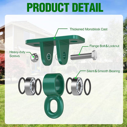 BETOOLL Swing Hangers with Bearing, Heavy Duty Porch Swing Hanging Kit for Outdoor Playground Tree Ceiling Mount Hardware Brackets with Snap Hooks for Yoga Hammock Sandbag Accessories 2PCS Green