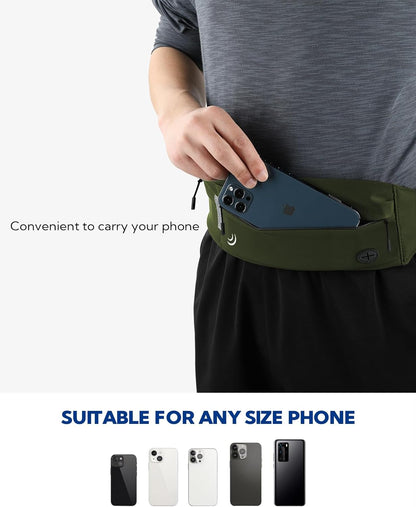 WATERFLY Running Belt Fanny Pack: Runner Marathon Jogging Waist Pack Sport Workout Exercise Fitness Phone Holder Belt for Men Women Jogger Slim Waistband