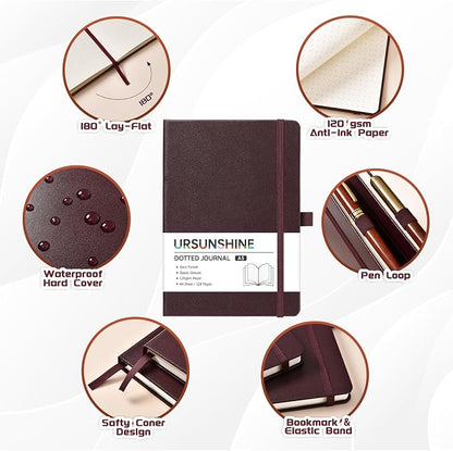 Dotted Journal/Notebook - Dot Grid Hard Cover Notebook, 5.3'' x 8.26''