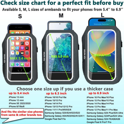 Phone Holder for Running-Arm Band for Running for iPhone & Samsung Galaxy, Cell Phone Armband Holder for Walking, Gym, Workout, Men, Women, w/Adjustable Strap & Zipper Pocket (Grey-M)