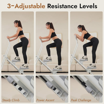 Stair Stepper with Adjustable Resistance - Stair Climber for Home Gym, Folding Cardio Machine with Extended Step Range, Adjustable Handlebar & Pedals, Tablet Holder by MACYO